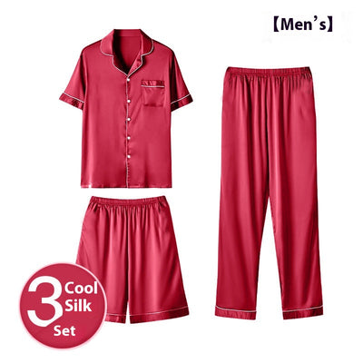 Pijama de Seda Helada para Hombre - Conjunto de Tres Piezas - Image 9