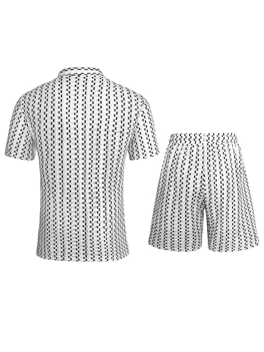 Conjunto Casual de Camisa a Rayas y Shorts para Hombre - Image 12