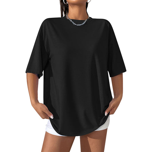 Camiseta Suelta de Largo Medio en Color Liso para Mujer - Image 5
