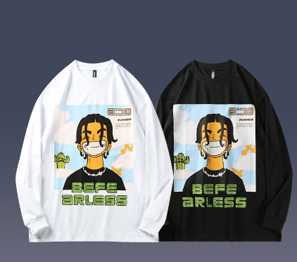 Camiseta Estampada de Manga Larga con Personaje Cartoon - Corte Holgado