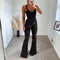 Jumpsuit Elegante con Lentejuelas y Tirantes Ajustables - Diseño Acampanado