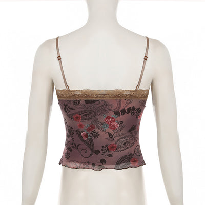Camisola Estampado Flores Retro Americano - Image 8