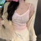 Blusa Espalda Descubierta con Encaje y Tirantes Finos