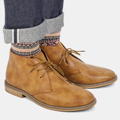 Botas de Trabajo Retro para Hombre Talla Grande con Detalles en Contraste