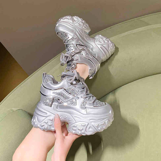 Tenis Dad Shoes con Plataforma Oculta de 10cm y Lentejuelas - Image 6