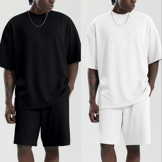 Traje Casual Holgado de Manga Corta con Textura Deportiva para Hombre