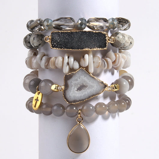 Pulsera de Cristal Natural Rosa con Agrupación de Cuarzo - Image 2