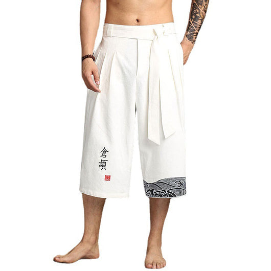 Pantalones Anchos Estilo Chino para Hombre en Algodón y Lino - Image 4
