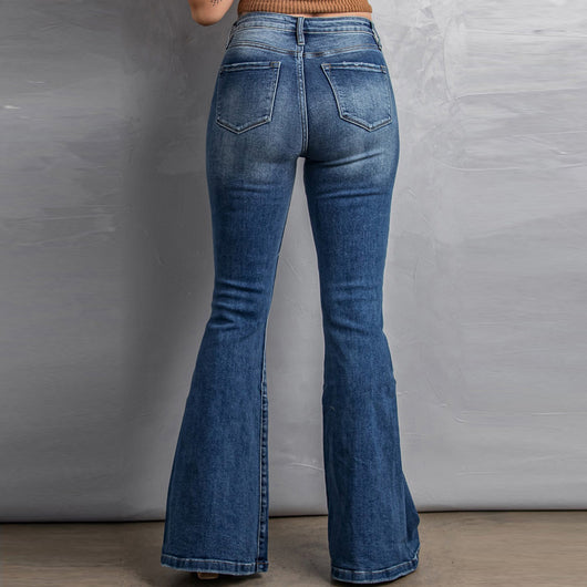 Pantalones Vaqueros de Tiro Alto Slim Fit Pierna Ancha Lavados - Image 8