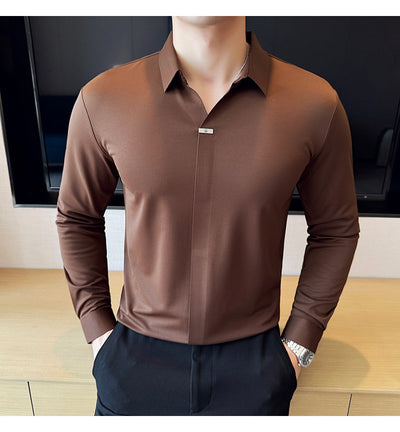 Camisa Manga Larga Cuello V sin Planchado - Image 12