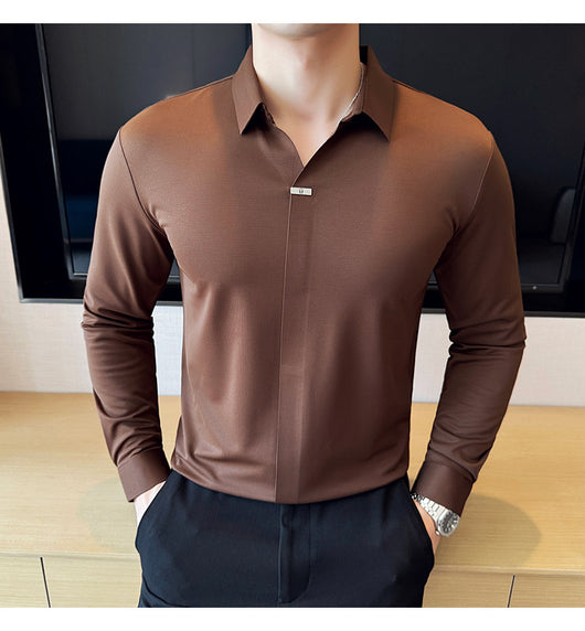Camisa Manga Larga Cuello V sin Planchado - Image 12