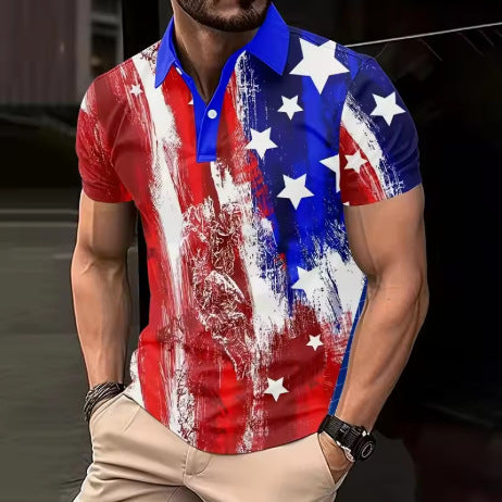 Camiseta Suelta de Manga Corta con Estampado Urbano para Hombre - Image 5