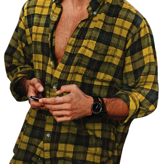 Camisa Casual de Manga Larga con Solapa