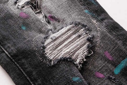 Pantalones Vaqueros Rotos con Parches para Hombre - Slim Fit Biker con Diseño Personalizado - Image 4