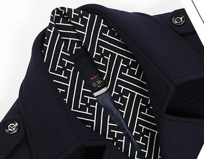 Abrigo Elegante de Lana para Hombre con Cuello Bufanda - Image 10