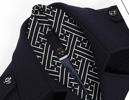 Abrigo Elegante de Lana para Hombre con Cuello Bufanda - Image 10
