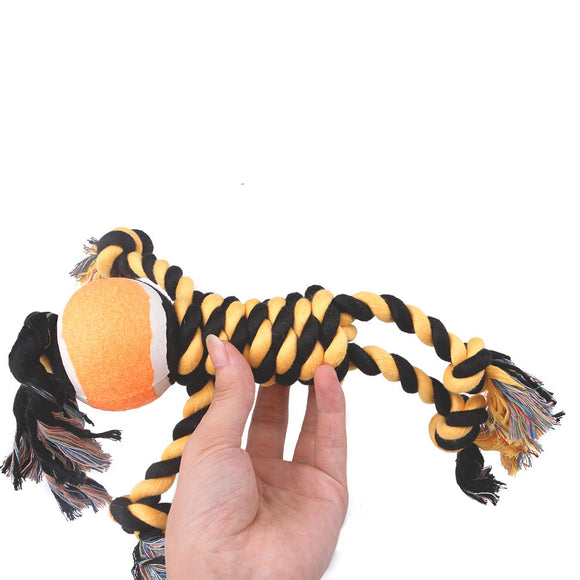 Juguete Dental 3 en 1 para Perros - Cuerda, Pelota de Tenis y Limpieza de Molares
