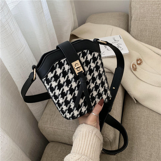 Bolso Bandolera Estilo Hong Kong Cuadros Houndstooth Vintage - Image 3