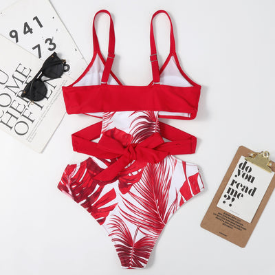 Bikini Triangular Sexy con Diseño de Flores y Cordones Ajustables - Image 8
