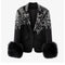 Blazer Elegante Negro con Cuello Solapa y Detalles en Strass