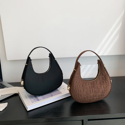 Bolso Retro de Fieltro con Detalle de Hendidura Axilar - Image 2