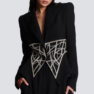 Blazer Ejecutivo para Mujer con Detalles de Diamantes y Efecto Reductor - Image 25