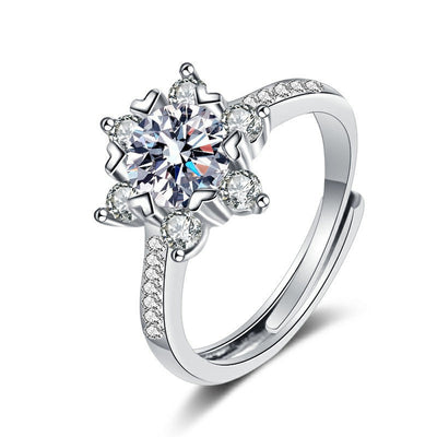 Anillo de Plata 925 con Moissanita Copo de Nieve para Mujer - Image 4