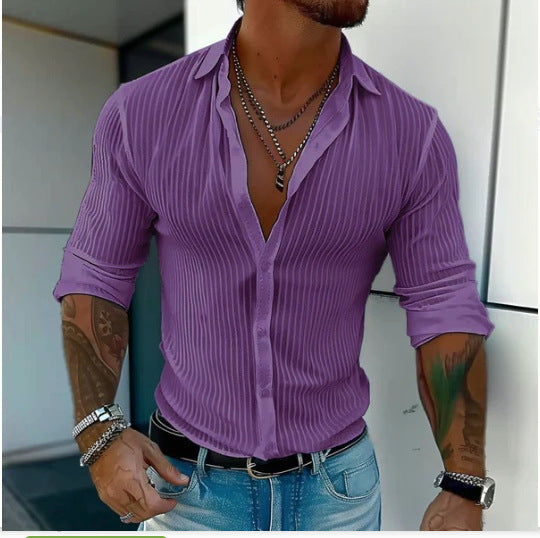 Cardigan Rayado Versátil para Hombre - Manga Larga