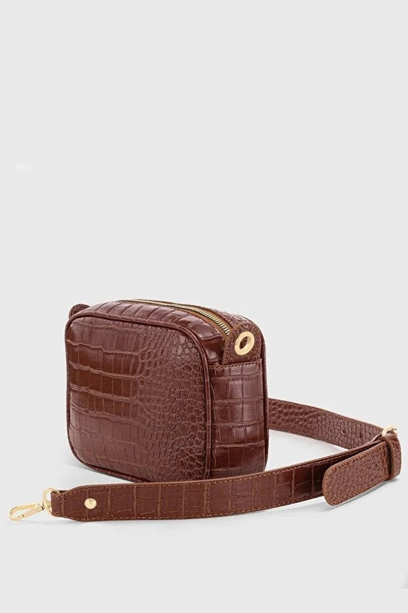 Bolso Bandolera Texturizado en Relieve de Cocodrilo para Mujer