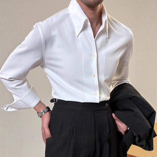 Camisa Casual de Manga Larga para Hombre con Acabado Pulido y Botones Ocultos - Image 3