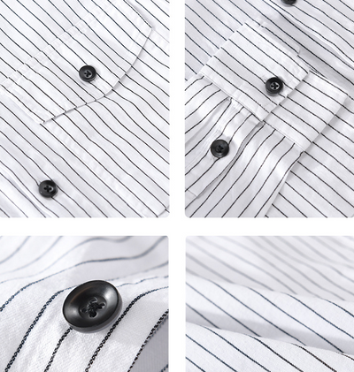 Camisa Manga Larga a Rayas para Hombre - Forro Térmico Primavera Otoño - Image 10