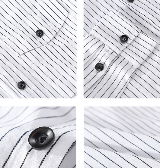 Camisa Manga Larga a Rayas para Hombre - Forro Térmico Primavera Otoño - Image 10