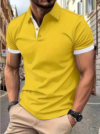 Polo Casual Holgado de Manga Corta Liso para Hombre - Image 13