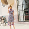 Vestido de Encaje con Malla Estampada