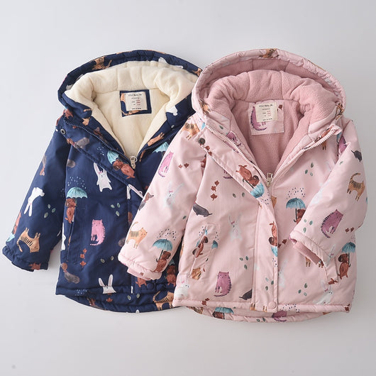 Abrigo Infantil Estampado Cartoon Acolchado a Prueba de Viento - Image 18