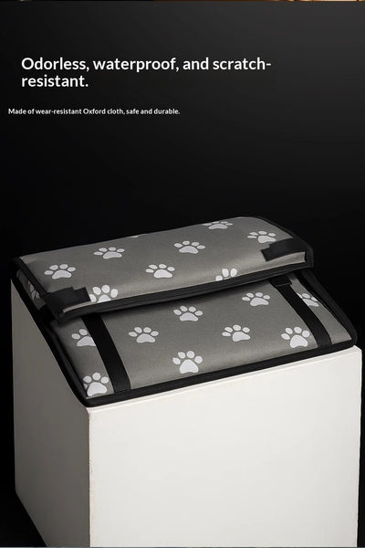 Gray portable pet carrier with mesh windows, a top handle, and side pocket, measuring 49cm H x 48cm W x 50cm L. - Image 11