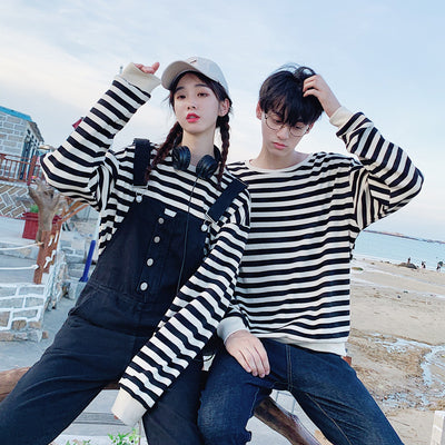 Overol de Sudadera a Rayas con Hombros Caídos Unisex - Image 2