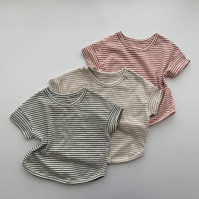 Playera de Rayas para Bebé - Manga Corta Unisex Verano - Image 2