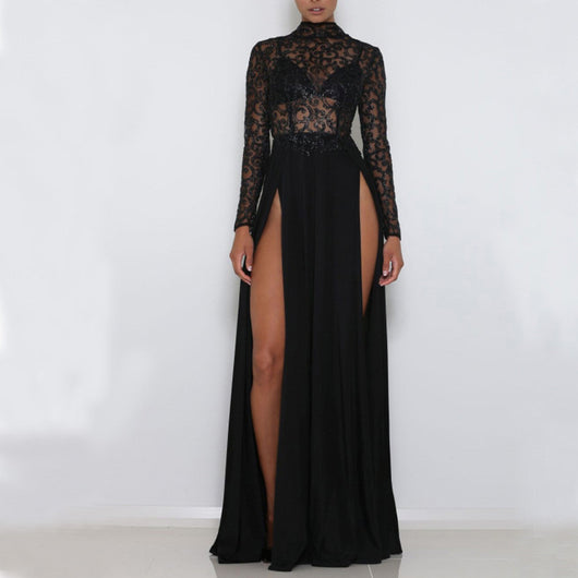 Vestido Largo Infantil con Lentejuelas y Transparencias para Otoño e Invierno - Image 4