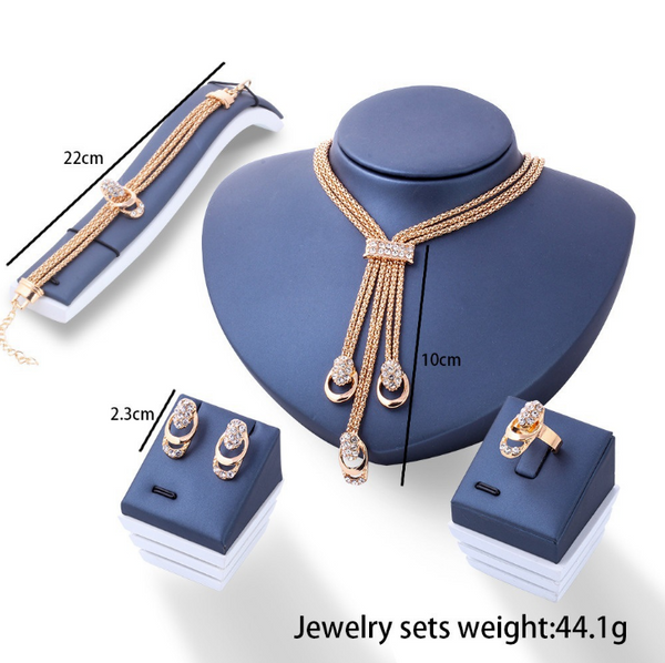 Juego de 4 Collares de Cristal Dorado