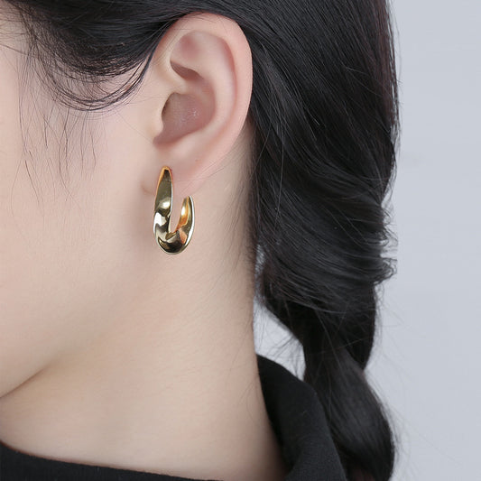 Aretes de Plata S925 Irregulares Brillantes - Diseño Europeo Moderno