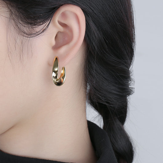 Aretes de Plata S925 Irregulares Brillantes - Diseño Europeo Moderno