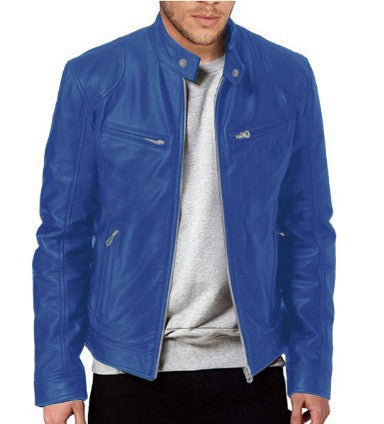 Chaqueta de Cuero para Hombre con Cuello Alto Estilo Punk - Image 36
