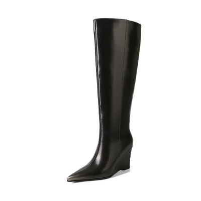 Botas Cuña Temperamento Piel de Vaca Talla Grande - Image 5