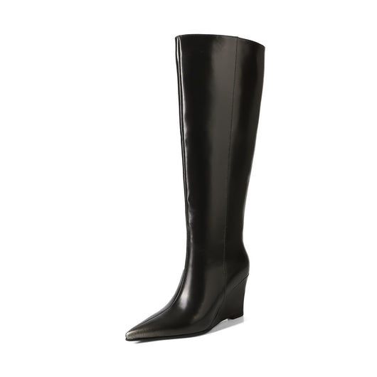 Botas Cuña Temperamento Piel de Vaca Talla Grande - Image 5