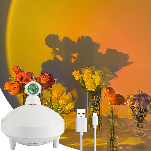White astronaut sunset lamp humidifier with a 360-degree rotating head and two spray modes, on a light background. - Image 5