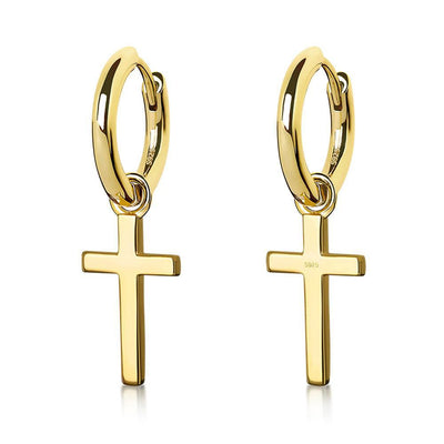 Aretes de Plata 925 Estilo Europeo Americano con Cruz Pequeña - Image 5