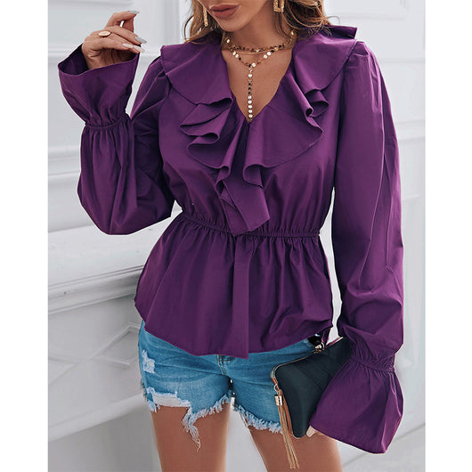 Blusa Elegante con Volantes y Cuello en V - Image 4