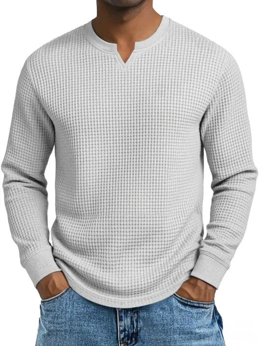 Polera Slim Fit Cuello V Manga Larga Casual para Hombre - Image 5