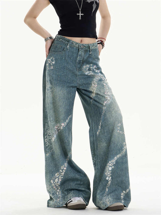 Pantalones Jeans Anchos con Estampado de Moño - Image 7